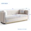 Contemporary Vertical Channel Tufted Sofa Modern Upholstered Couch For Living Room With 2 Pillows - Beige - Image 3