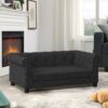 Modern Elevated Dog Sofa Bed For Small And Medium Dogs, Comfortable Linen Pet Bed - Black - Image 4