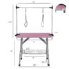 Folding Dog Pet Grooming Table, Stainless Steel Frame Rubber Mat On Board With Adjustable Arm And Clamps Pet Dog Cat Grooming Table - Pink - Image 22