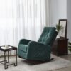 Accent Chair TV Chair Lazy Recliner Comfortable Fabric Leisure Sofa, Modern High Back Armchair - Deep Green - Image 4