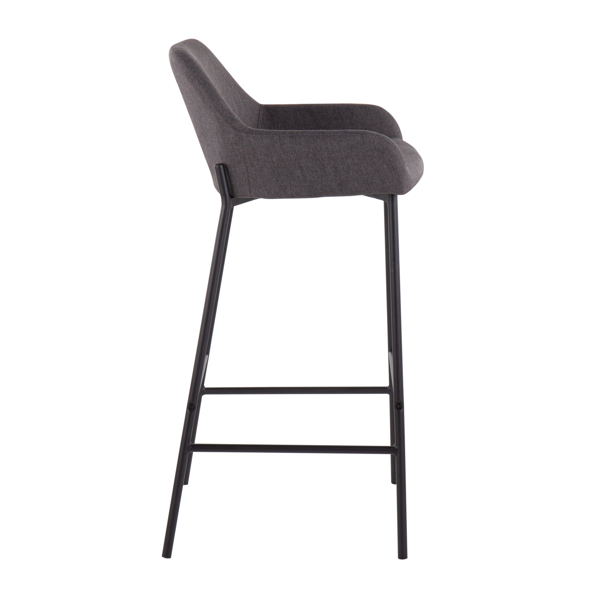 Daniella - Industrial Fixed Height Bar Stool (Set of 2) - Black / Charcoal - Image 3