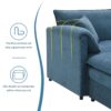 Chenille Modular Sectional Sofa, U Shaped Cloud Couch Set With Double Cushions, 6 Seat Sleeper Sofa Bed With Ottomans, Oversized Indoor Furniture - Blue - Image 12