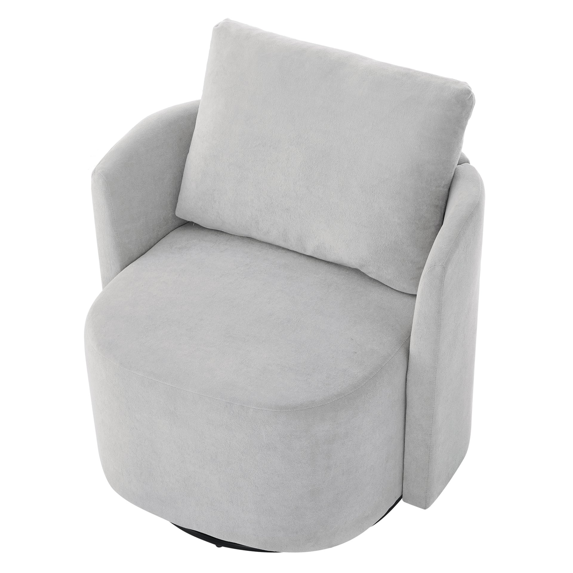 Modern 360° Swivel Accent Barrel Armchair Chenille, Upholstered With Curved Design For Living Room, Bedroom, Office, And Hotel - Gray - Image 13