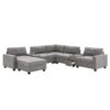 Sectional With Acrylic Table Top U Shaped Couch Set With 2 Consoles USB Charger, Storage Drawers And Pockets Movable Ottoman Tufted Sofa - Gray - Image 2