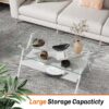 Rectangle Coffee Table With Tempered Glass Top And Metal Legs, Modern Table For Living Room - Transparent / White - Image 7