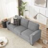 Modern Snowfleece Fabric 3 Seater Sofa With Cup Holders - Gray - Image 5