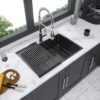 30" Single Bowl Topmount Kitchen Sink 16 Gauge Stainless Steel - Gunmetal Black - Image 2