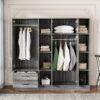 6 Door Wardrobe With Shelves And Drawers - Gray - Image 8
