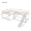 Full And Twin Size L-Shaped Bunk Bed With Slide And Short Ladder - White - Image 3