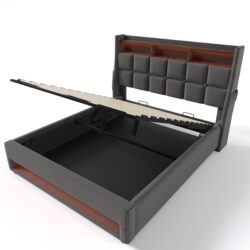 Full Size Upholstered Platform Bed With A Hydraulic Storage System, LED And USB Charging (Without Mattress) - Gray