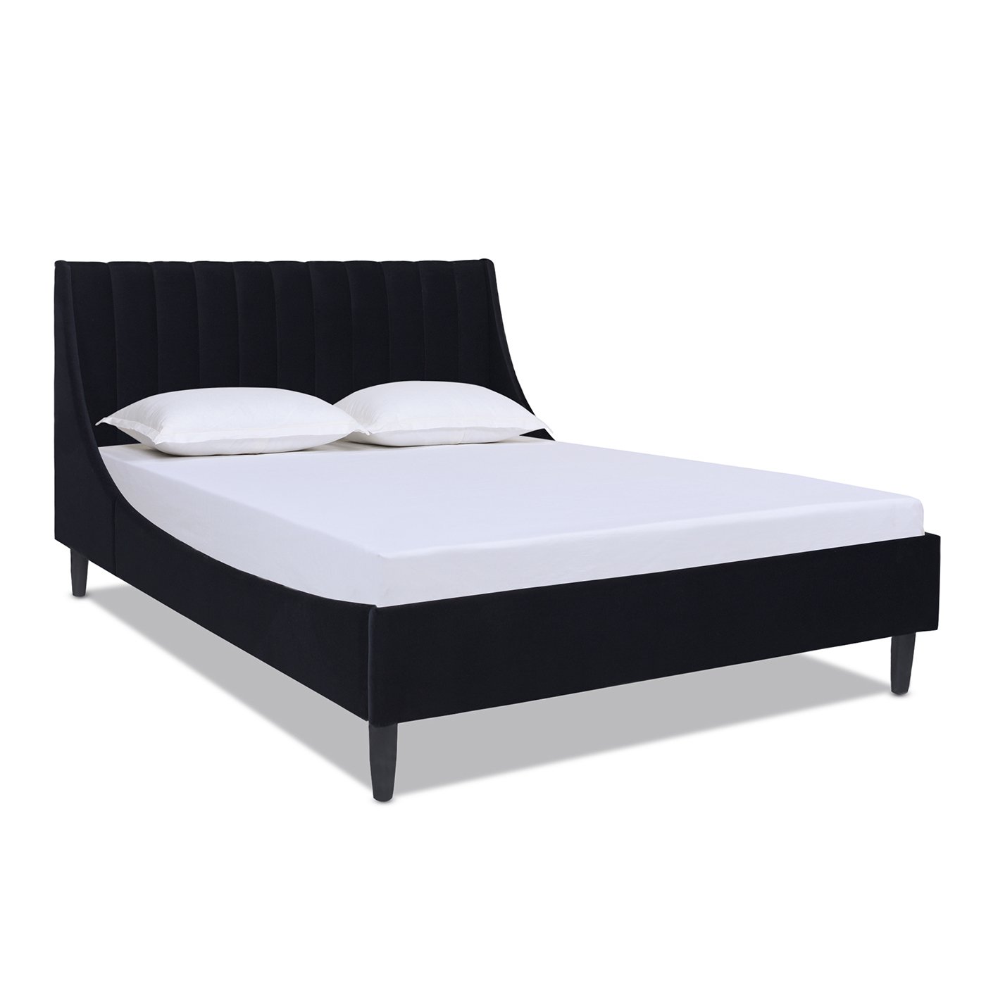 Aspen - Queen Vertical Tufted Headboard Platform Bed Set - Anthracite Black - Image 3