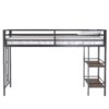 Adam - Junior Twin Loft Bunk Bed With Cinnamon Wood Shelf - Black - Image 8