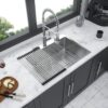 Modern 30 X 22" Kitchen Sink Drop In 16 Gauge Stainless Steel Single Bowl Topmount Basin - Brushed Nickel - Image 2