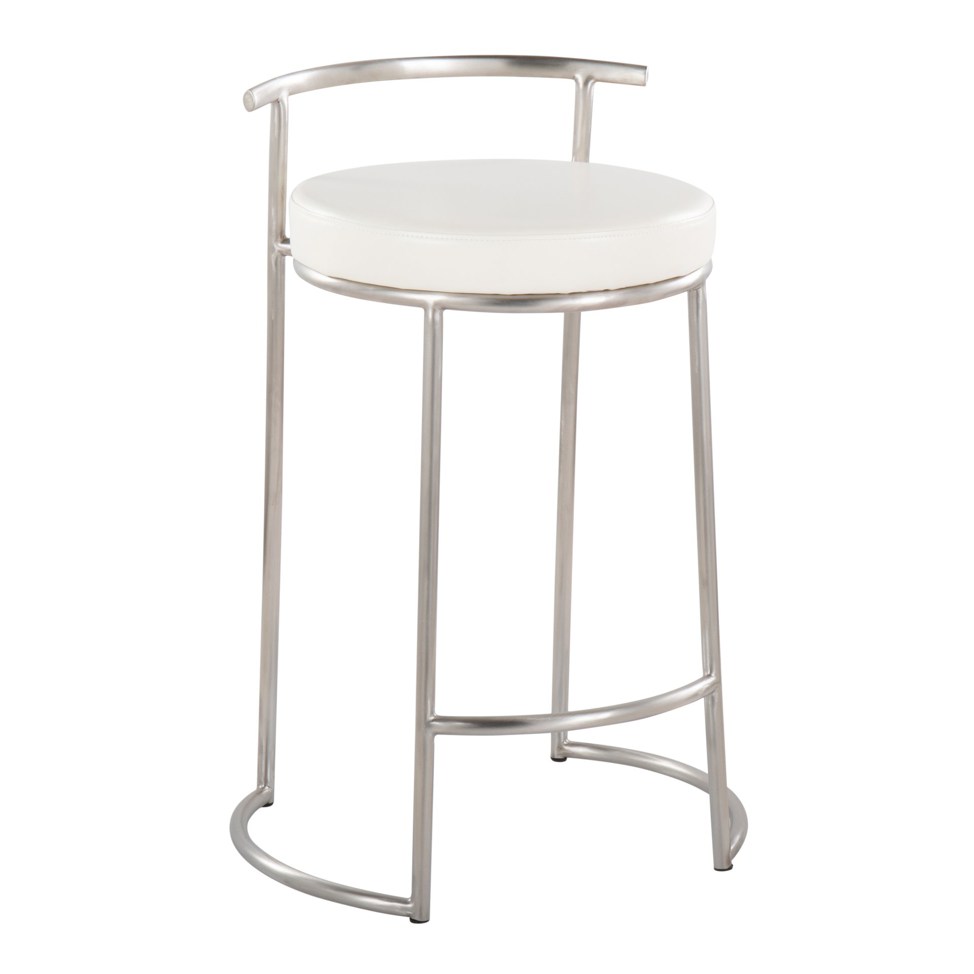 Fuji - Round Contemporary Fixed Height Counter Stool (Set of 2) - White - Image 2