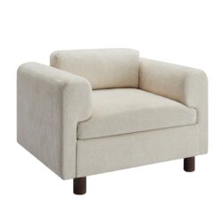 Modern Oversized Armchair Comfy Accent Chair Single Sofa For Living Room Bedroom Office Apartment, Woven Velvet Fabric - Beige