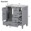 Bathroom Vanity, Modern Bathroom Cabinet With Sink Combo Set, Bathroom Storage Cabinet With A Soft Closing Door And 3 Drawers, Solid Wood Frame - Gray - Image 7
