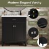 Bathroom Vanity With Ceramic Basin, Soft Close Door And Adjustable Shelves - Black - Image 4