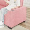 Modern Snowfleece Fabric 3 Seater Sofa With Cup Holders For Living Room Bedroom Office - Pink - Image 12