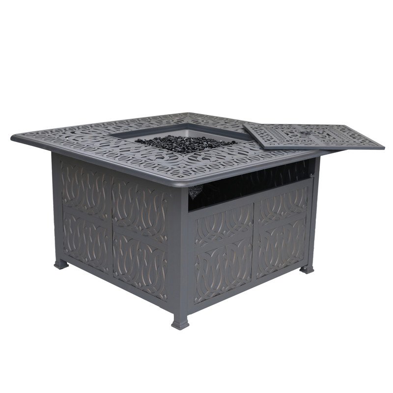Powder Coated Aluminum Propane Gas Fire Pit Table - Gunmetal - Image 5