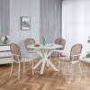 5 Pieces Dining Set, Table Metal Leg Mid-Century Dining Table For 4 - 6 People With MDF Table Top, Pedestal Dining Table, Table Leisure Coffee Table - White - Image 2