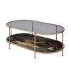 Fiorella - Marble Print Glass Coffee Table - Black - Image 7