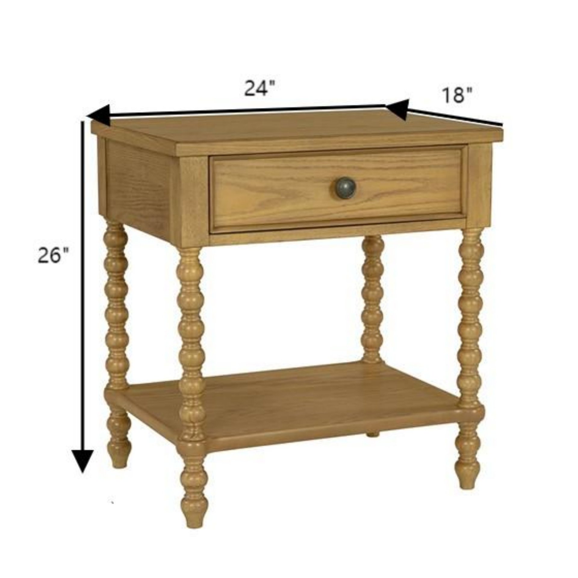 Traditional Nightstand With 2 Drawers - Natural - Image 3