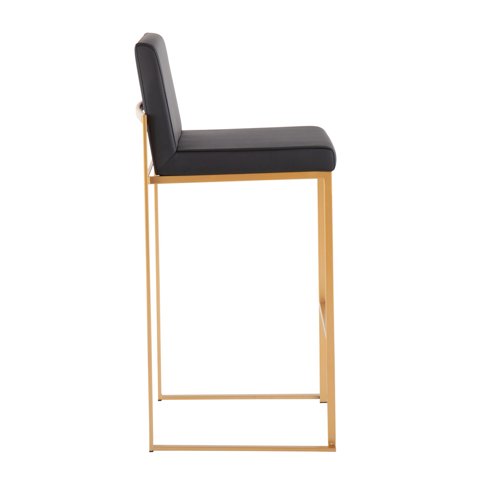 Fuji - Contemporary High Back Barstool (Set of 2) - Black / Gold - Image 3