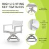 Outdoor Patio Swivel Rocker With Outdoor Grade Sunbrella Fabric Cushions (Set of 2) - Grayish - Image 3