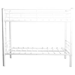 Twin Over Twin Metal Bunk Bed For Kids Boys Girls, Convertible Bedframe With Ladders & Guardrail - White