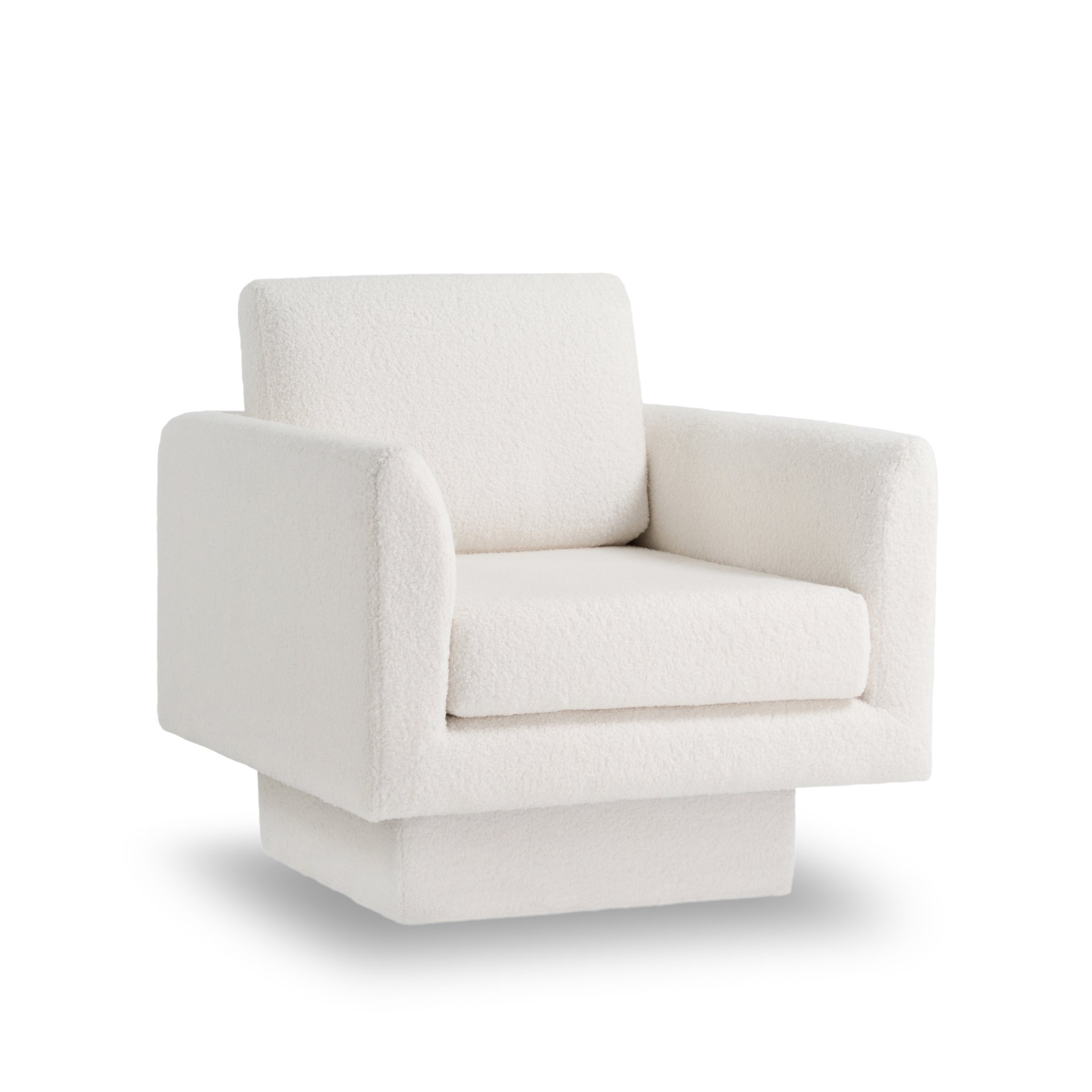 360° Modern Swivel Accent Chair Round Armchair, Thick Padded Single Lounge Sofa Upholstered Comfy - Cream - Image 9