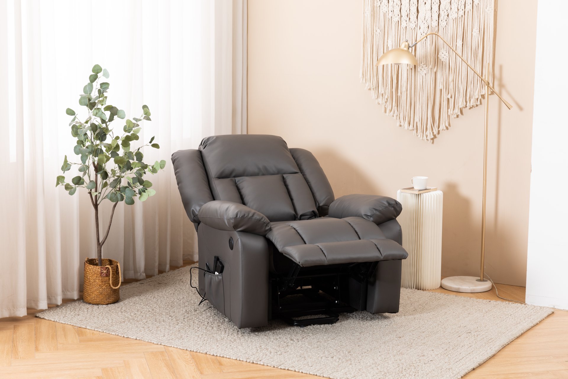 Electric Power Massage Recliner Chair - Dark Gray - Image 8