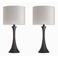 Lenuxe - Contemporary Table Lamp (Set of 2) - Oil Rubbed Bronze / Natural