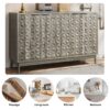 Modern Style Buffet Cabinet, Sideboard Buffet Cabinet With Storage, Storage Cabinet With 4 Diamond Shaped Relief Doors For Living Room, Dining Room, Entryway, Hallway, Kitchen - Gray - Gray - Image 6