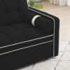 Modern Convertible Sleeper Sofa Couch With Pull Out Bed With Pillows & Side Pockets For Small Space, Living Room - Black - Image 13