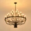 24 Light Chandelier Industrial Iron Candle Chandelier Modern Suspended Farmhouse Chandeliers Pendant Light Fixtures For Dining Room Bedroom Living Room Kitchen Island Foyer E12 Bulb (No Include) - Black - Image 17