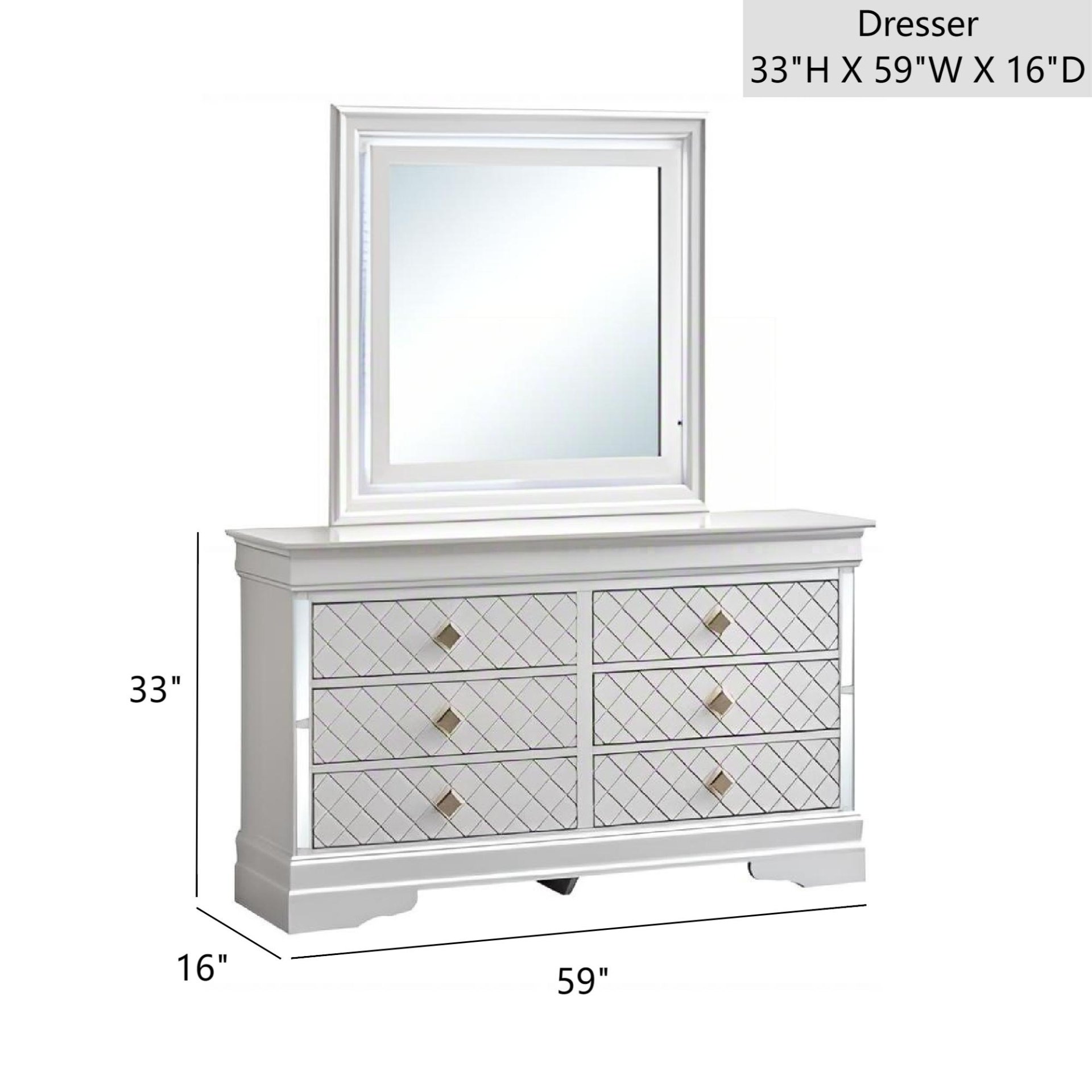 Verona - Dresser With Gold Handles And Faux Crystal Accents - White - Image 3