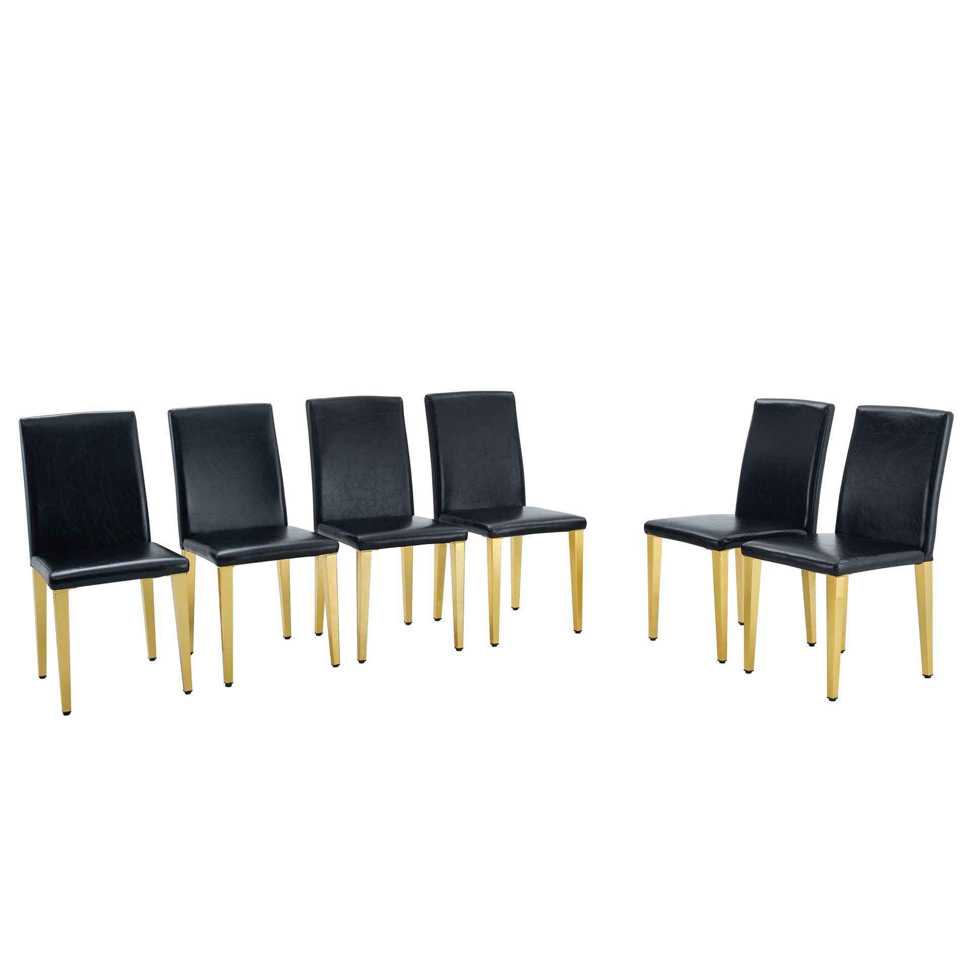 (Set of 4) Backrest Chairs With Gold Metal Legs A Perfect Pairing, Ideal For Minimalist And Modern Home Decor Styles - Black / Gold - Image 9