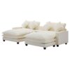 Chenille Upholstered Sectional Sofa With Removable Ottoman, USB Ports, Cup Holders, And Storage - Beige - Image 13