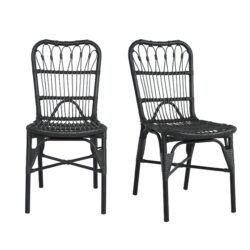 Outdoor Wicker Patio Dining Chairs (Set of 2) - Gray