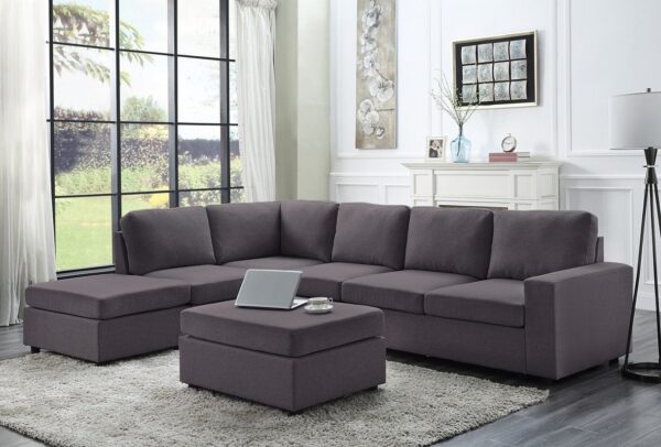 Cassia - Modular Sectional Sofa With Ottoman - Dark Gray