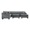 U Shaped Sectional Sofa Chenille Upholstered With Movable Storage Ottoman - Dark Gray - Image 12