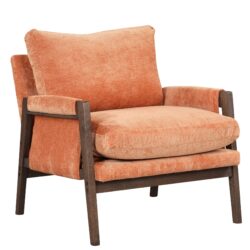 Mid-Century Modern Velvet Accent Chair, Leisure Chair With Solid Wood And Thick Seat Cushion For Living Room, Bedroom, Studio - Orange