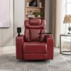 270 Degree Swivel Power Recliner With Tray Table, Phone Holder, Cup Holder, USB Port - Red - Image 3