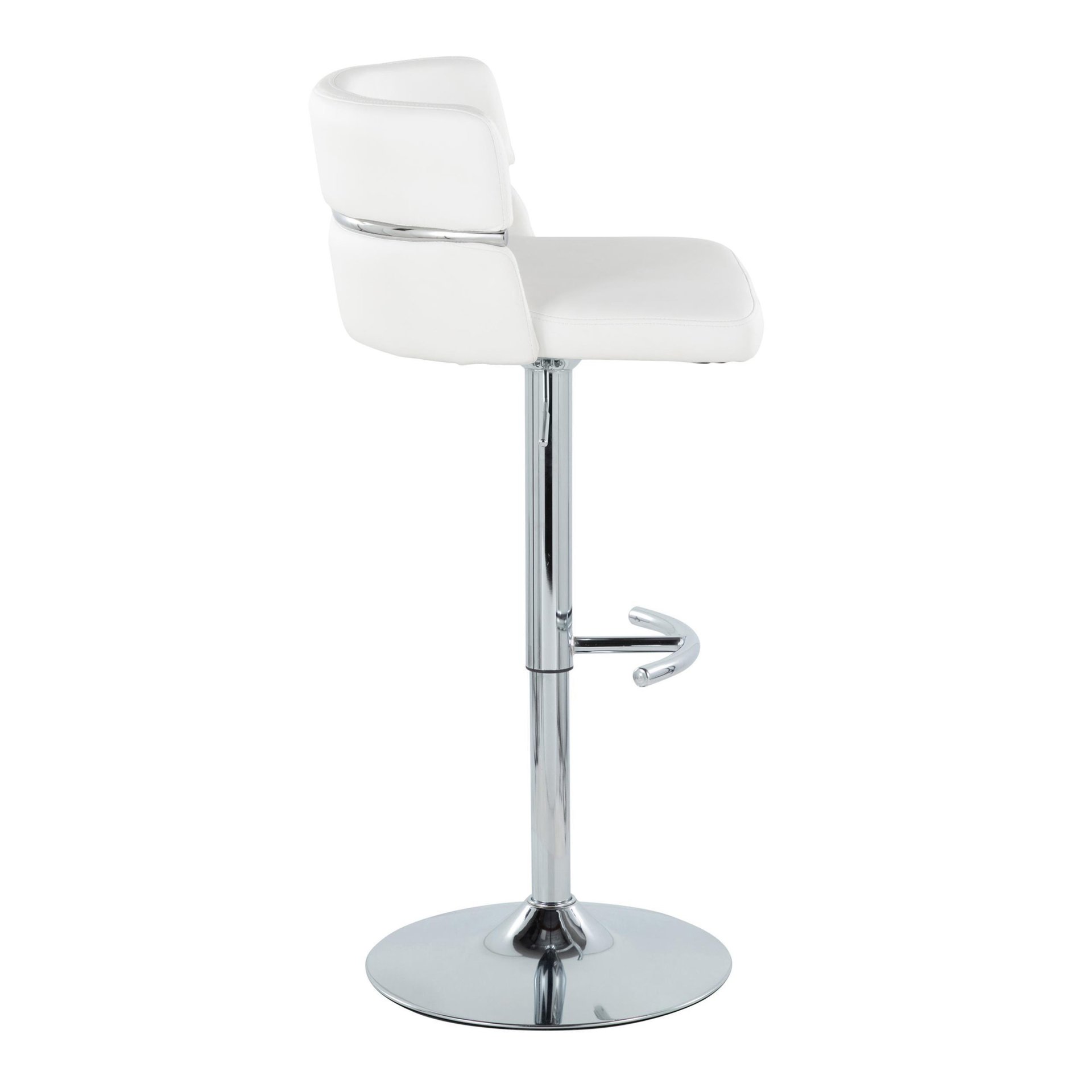 Cinch - Contemporary Adjustable Barstool With Swivel With Rounded T Footrest (Set of 2) - Chrome / White - Image 3