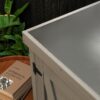 Rustic Cedar Wood Potting Bench With Storage Cabinet And Metal Top For Outdoor Patio - Gray - Image 8