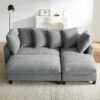 Modern L Shaped Sectional Sofa With Storage, Movable Ottoman, And Throw Pillows - Gray - Image 11