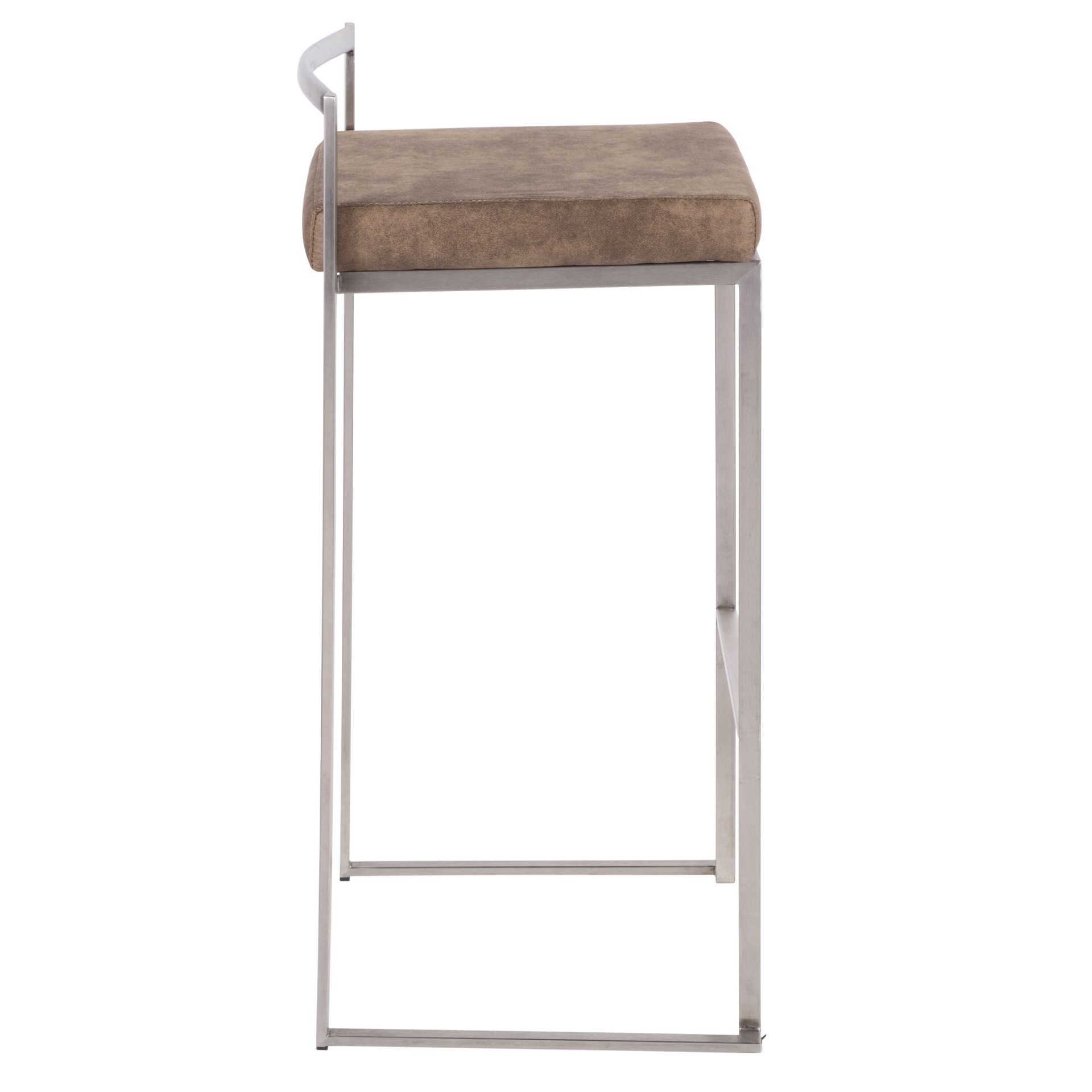 Fuji - Contemporary Stackable Barstool (Set of 2) - Brown - Image 3