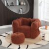 Soft Bean Bag Chair With High Resilient Foam (Chips) - Red / Brown - Image 14