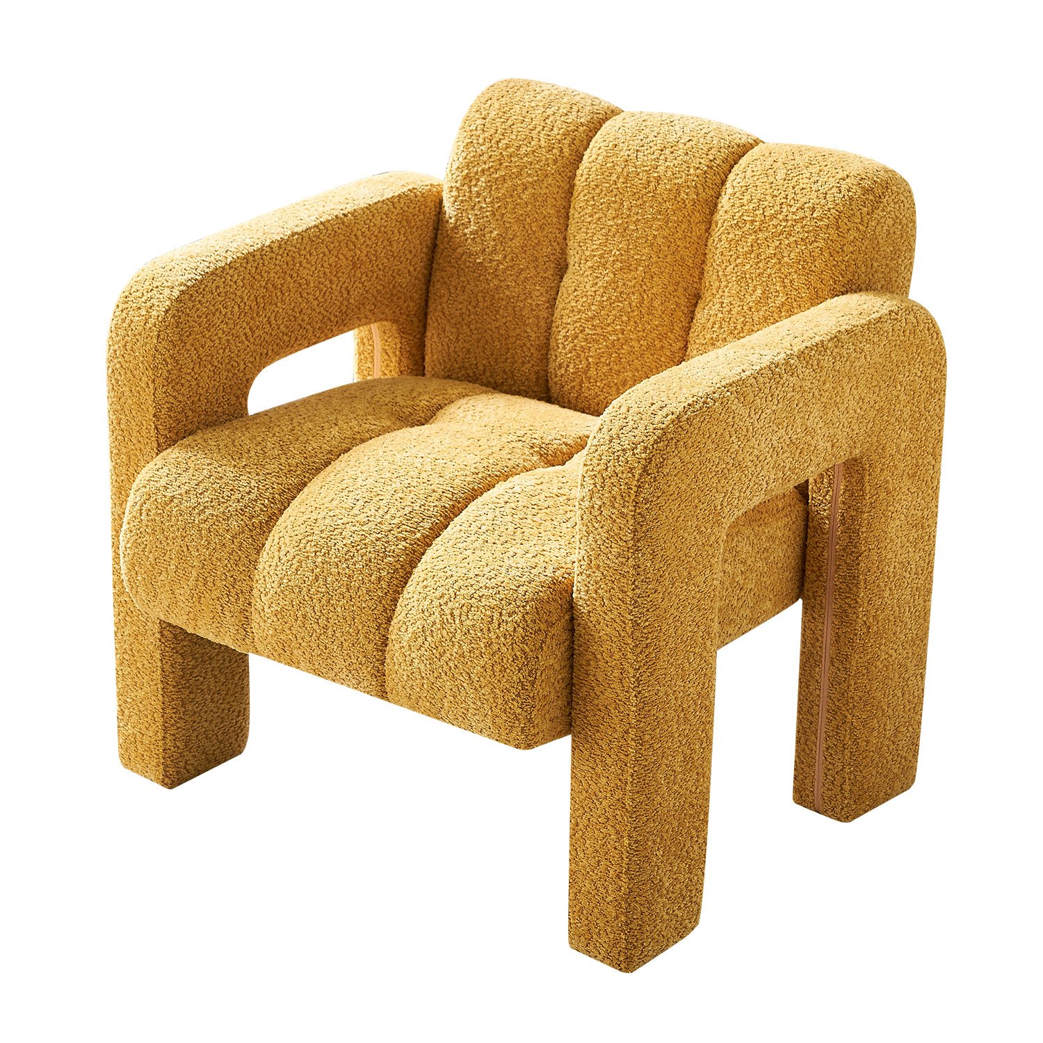 31.10" Wide Boucle Upholstered Accent Chair - Yellow - Image 9