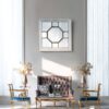 Antique Style Decorative Square Wall Mirror With Mirrored Frame, Wall Decor For Living Room Entryway, Console Lean Against Wall - Silver - Image 5